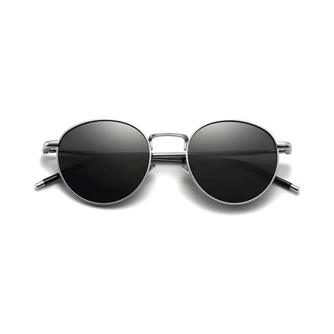 essntl series Vintage Round Sunglasses For Men & Women Silver Black ...