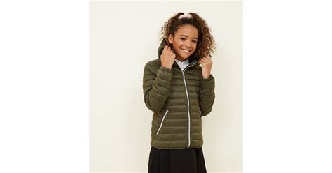Girls Khaki Lightweight Hooded Puffer Jacket | New Look