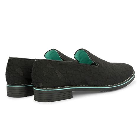 NOAK HANDCRAFTED BLACK JACQUARD FABRIC SLIPON SHOES