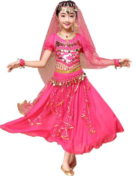 Buy Girl Belly Dance Sequin Indian Dance Costume Halloween Wear ...
