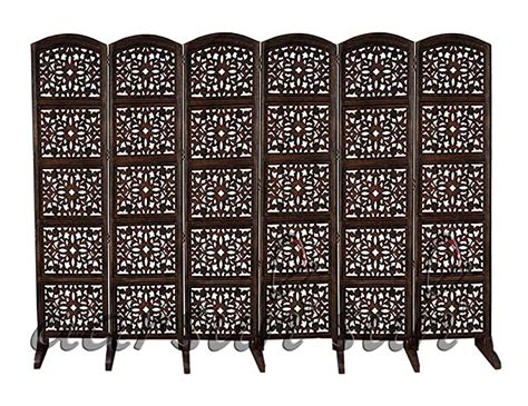 Aarsun Handmade Wooden Room Divider | 6 Panel Partition with Stand ...