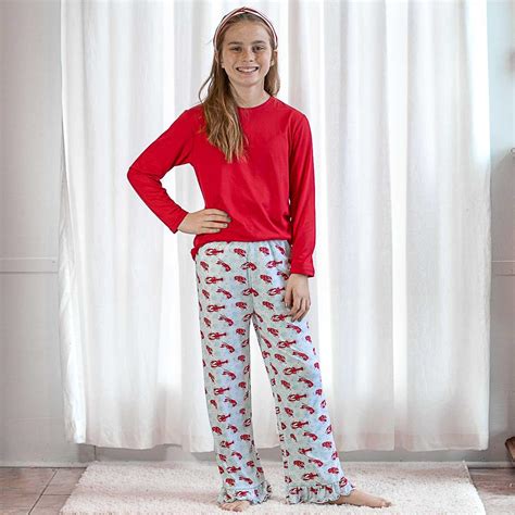 Girls Crawfish O'Clock Ruffle Sleep Pants | The Royal Standard