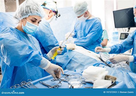 Surgery To Remove the Breast and Replace it with an Implant. Stock Image - Image of hospital ...