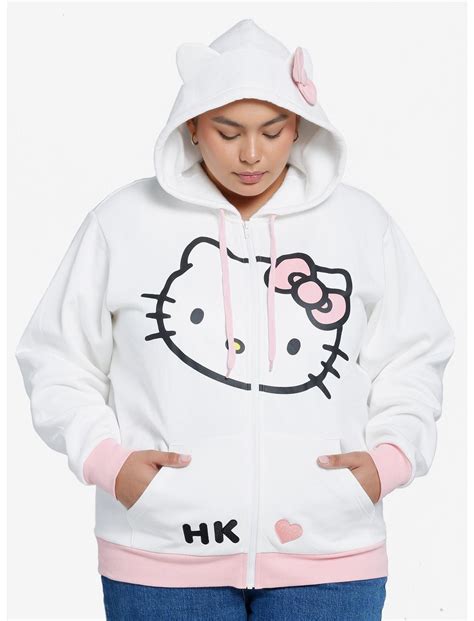 Hello Kitty 3D Ears Zip-Up Hoodie Plus Size | Her Universe