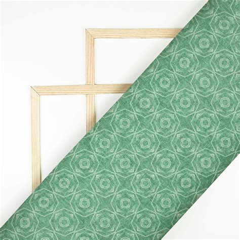 Sacramento Green Geometric Pattern Digital Print Lush Satin Fabric ...