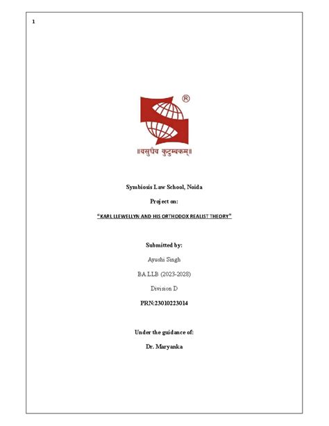 BA.LLB Project: Karl Llewellyn's Orthodox Realism and Legal Theory ...