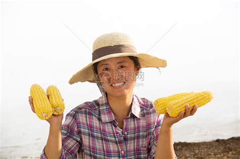 中年女人拿着玉米高清图片下载-正版图片501943678-摄图网