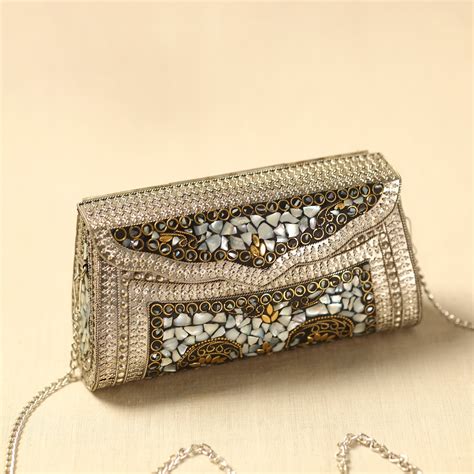 Handmade Vintage Metal & Mosaic Stone Clutch / Sling Bag – iTokri आई.टोकरी