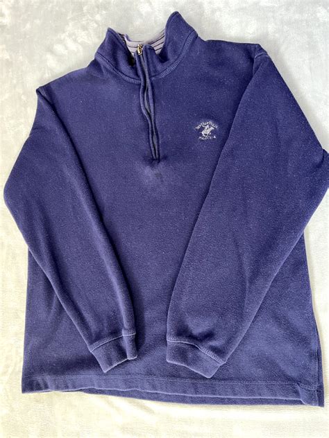 Beverly Hills Polo Club Mens 1/4 Zip Pullover Navy Lo… - Gem