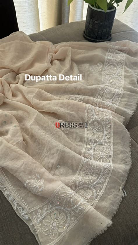 Beige Pearl & Mirror Chikankari Suit (Kurta&Dupatta) – Dress365days