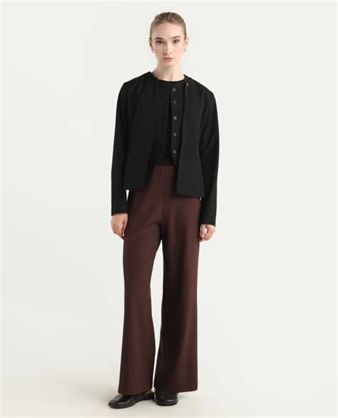 Rareism Women Wido Deep Red Polyester Blend Button Closure Wide Leg Fi