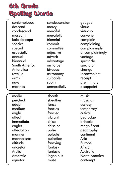 16 6th grade spelling words worksheets – Artofit