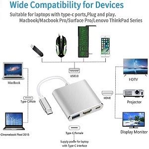 Microware Type C to HDMI Adapter for N Switch - USB Type C Hub, USB-C ...