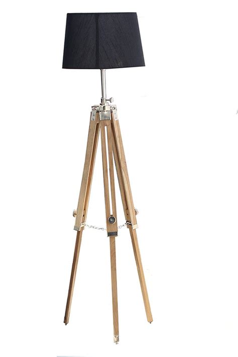 Max Engineering Enterprises Vintage Wooden Tripod Floor Lamp Stand with ...