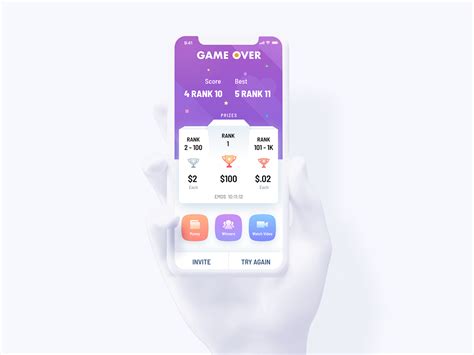 Game over screen on Behance