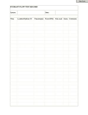 Fillable Online Hydrant Flow Test Record Form Fax Email Print - pdfFiller
