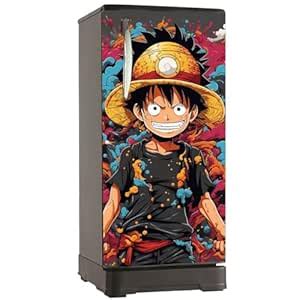 CVANU Luffy Anime Character Design Printed on Fridge Door Vinyl Sticker ...