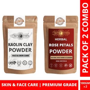 Ayur Blessing Kaolin Clay and Rose Petals Powder Combo, Skin Care ...