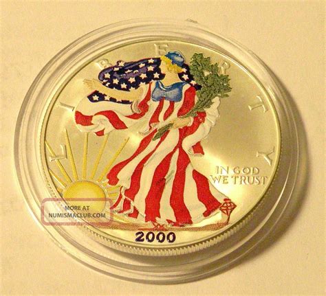 2000 Painted Walking Liberty American Eagle. 999 Silver Dollar Us Coin ...