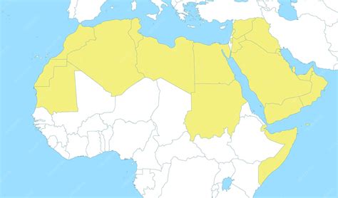 Premium Vector | Map of arab world with borders of the states