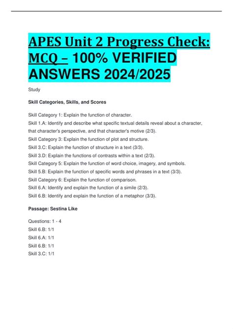APES Unit 2 Progress Check: MCQ – 100% VERIFIED ANSWERS 2024/2025 ...