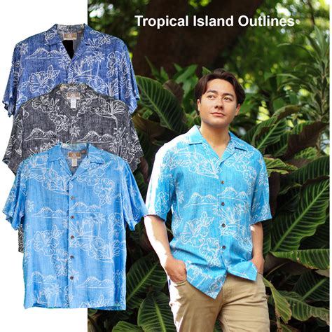 Tropical Island Outlines Aloha Shirt