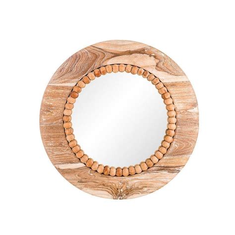 Solid Wood Earthy Round Wall Mirror - IKIRU