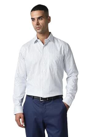 Van Heusen Cotton Men's Striped Slim Fit Shirt (VHSFRSLBQ53840_White 39 ...