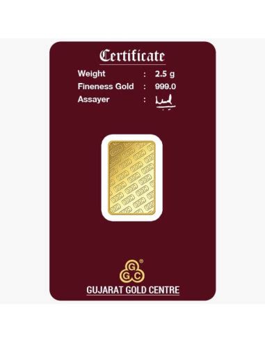 Buy Gujarat Gold Centre Gold Bar Of 2.5 Gram Gold 24Kt in 999 Purity