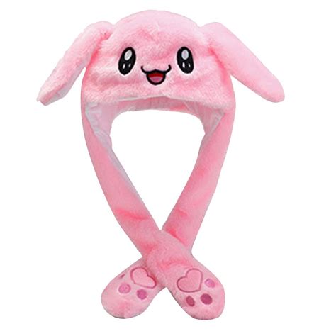 Cute Bunny Hat with Moving Ears Funny Plush Moving Rabbit Hat Pinching ...