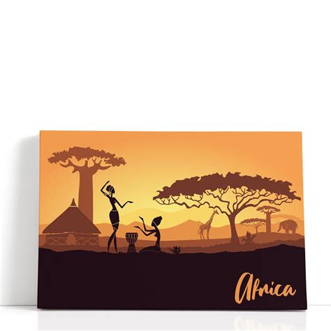 Silhouettes Of Tribal Women During Sunset, An African Landscape - Wrapped Canvas Print Wall Art ...
