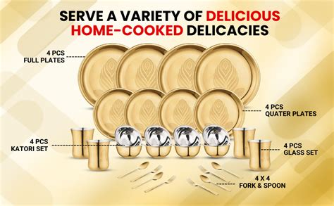 Classic Essentials Stainless Steel Gold Dinner Set with PVD Coating ...