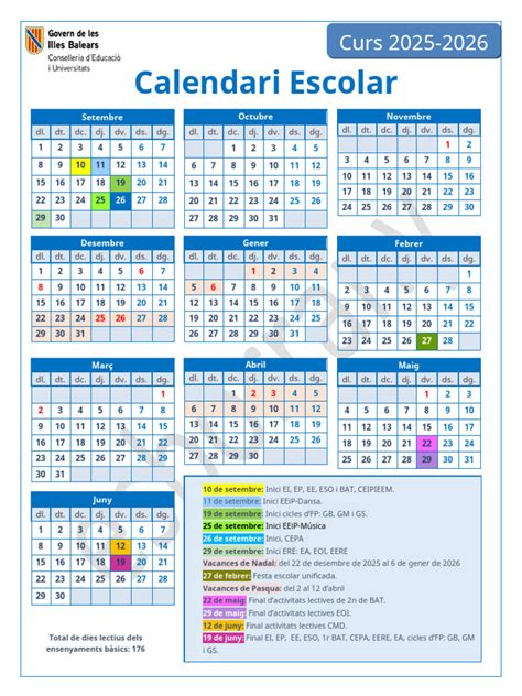 Calendario Escolar 2025-2026 | PDF