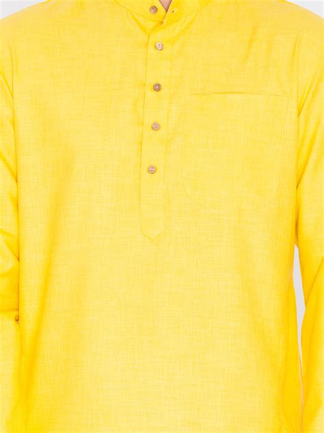 VASTRAMAY Men's Yellow Linen Kurta – vastramay