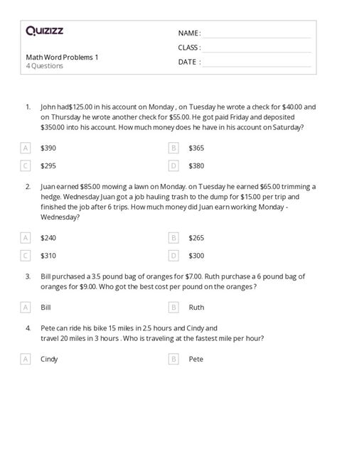 Image result for 6th Grade Math Word Problems Worksheets