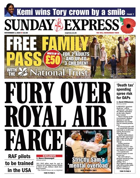 Sunday Express Front Page 3rd of November 2024 - Tomorrow's Papers Today!