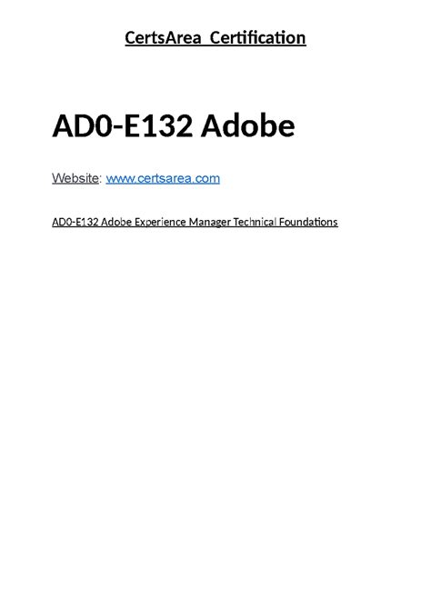 AD0-E132 Adobe Experience Manager Technical Foundations - Studocu