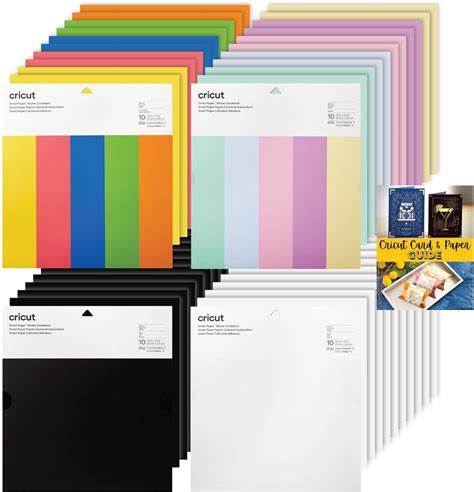 Buy Cricut Smart Paper Sticker Cardstock Black, White, Bright Bow, and ...
