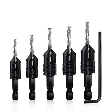 Countersink Drill Bit Set 5 Pc 3in1 Woodworking Counterbore Hole ...