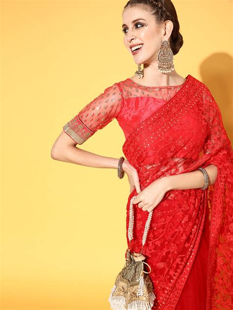 OHDG5827 Chhabra 555 Red Resham Embroidered & Crystal Embellished ...