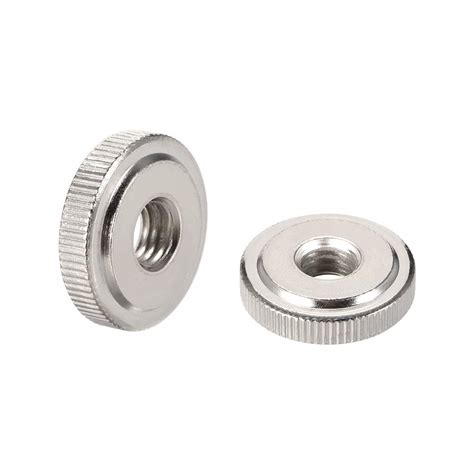 uxcell Knurled Thumb Nuts, M8 Female Threaded Thin Type, Nickel Plating ...
