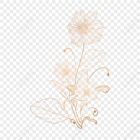 Treasury Floral Flowers,petal,golden,gold Leaf PNG White Transparent ...