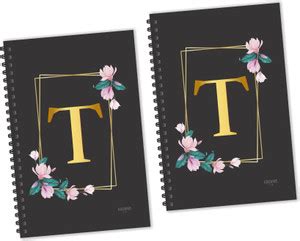 ESCAPER T letter Diaries (Ruled - A5 - Pack of 2 Diaries), T initial ...
