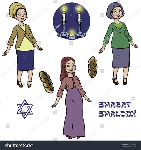 Cute Jewish Religion Women Kosher Wear Stock Vector (Royalty Free ...