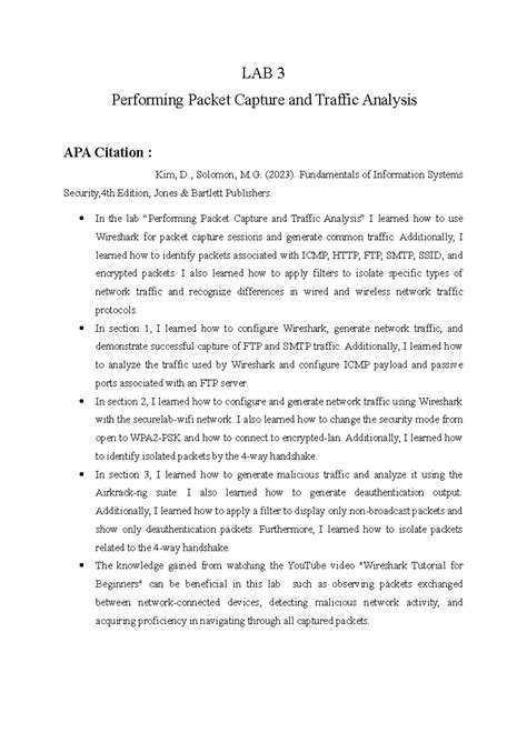 LAB 3: Packet Capture & Traffic Analysis Using Wireshark - Studocu