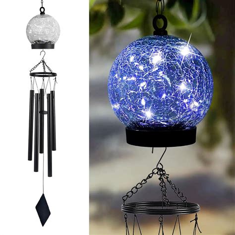 Amazon.com : Garden Wind Chimes Outdoor, Solar Hanging Glass Ball Wind ...