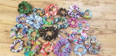 Buy Floral Scrunchies, Flower Hair Bands, Choose From 2 Sizes, Purple ...