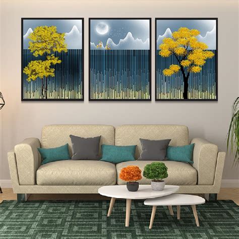 Modern Abstract Blue Landscape Art Print Painting for Wall Décor ...