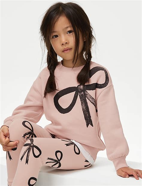 Buy Cotton Rich Bow Sweatshirt (2-8 Yrs) at Marks & Spencer