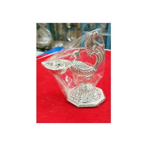 Buy Silver Diya with Peacock Design Showpiece on Top o | Rud ...